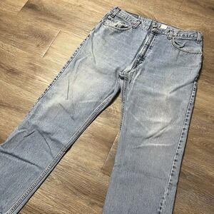 Vintage Levis 505 Jeans Mens Size 38x30 Light Wash Denim 90s Distressed Workwear